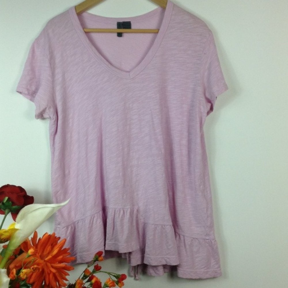 Anthropologie Left of Center Pink Rose Ruffle Tie